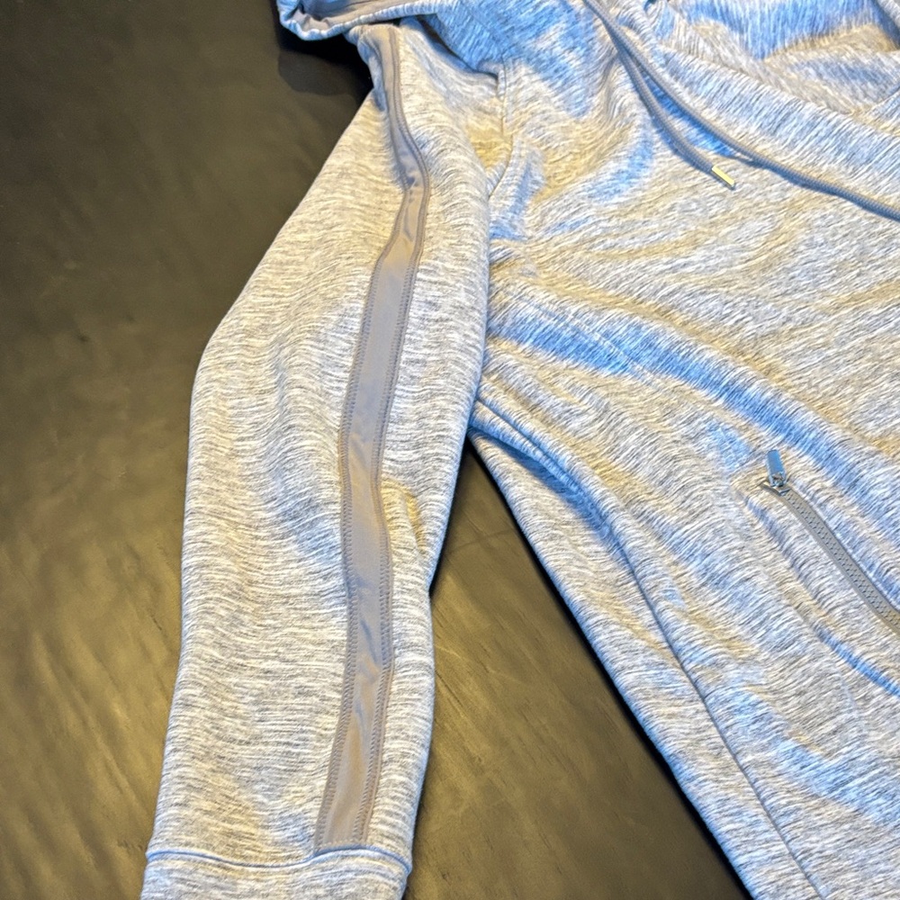 Athleta Light Gray Pullover Hoodie Sweatshirt Dress with Cowl Neck Large Petite - Picture 9 of 13